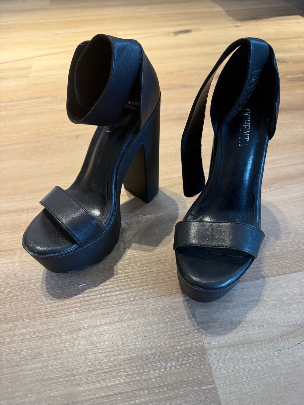 Chunky Black Platform Ankle-Strap Sandals